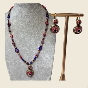 Michal Golan Millefiori Glass Necklace Earrings Demi Parure